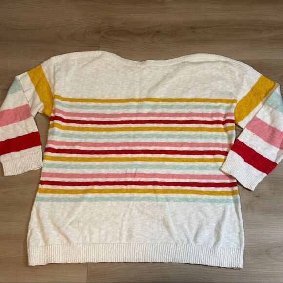 Talbots Plus Women's Striped Crew Neck Sweater 2X White‎ Multicolor Cotton Blend - Picture 5 of 7